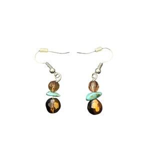 Vintage Brown/Blue Dangle Earrings Fashion Costume Jewelry